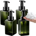 TMLECE 15oz/450ml Square Glass Style Foaming Soap Dispenser Bottles(4 Pack) | BPA-Free PETG, Rich Lather Foam Pump, Leak-Proof Pumps for Hand Soap, Dish Soap & Body Wash, Green