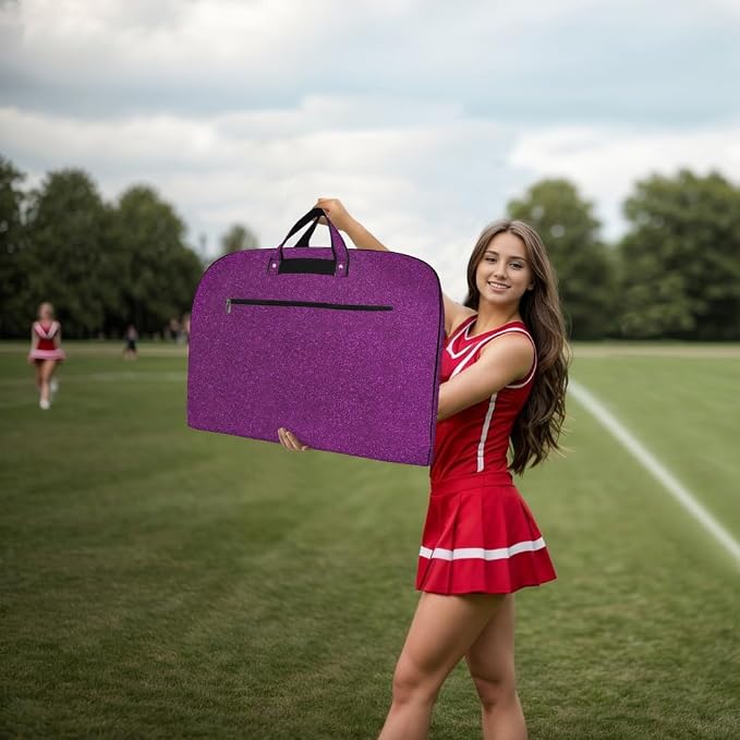NGIL Glitter Travel Hanging Garment Bag (Glitter-Purple) | Garment Bag for Girls, Cheer Travel Bag, Dance Competition Bag, Cheer Dance Competition, Beauty Pageant