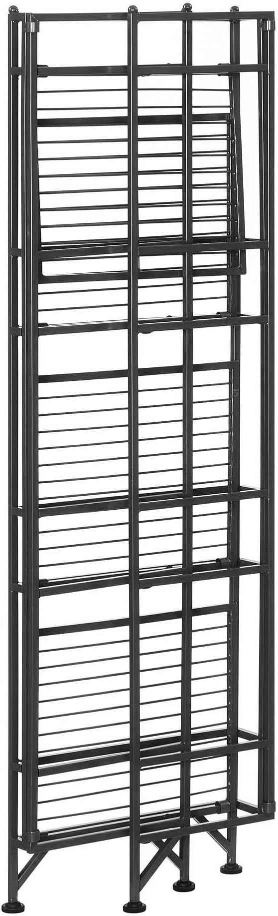 Convenience Concepts Xtra Storage 4 Tier Folding Metal Shelf, Black