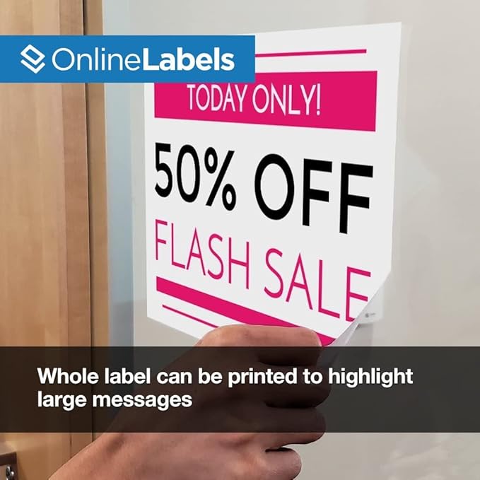Removable Full Sheet Labels - 8.5 x 11-250 Sheets - Inkjet/Laser Printers - Vertical Back Slit for Easy Peeling - Online Labels