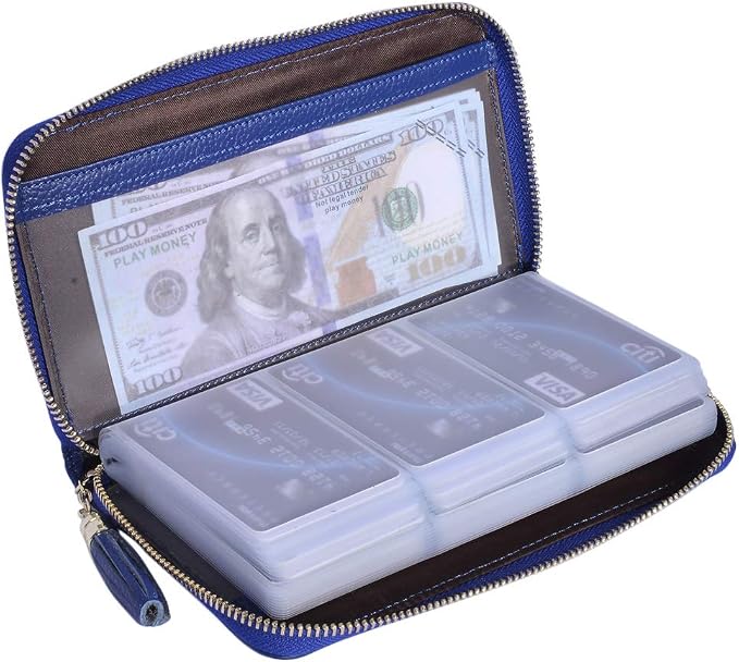 Easyoulife Credit Card Holder Wallet Womens Zipper Leather Case Purse RFID Blocking