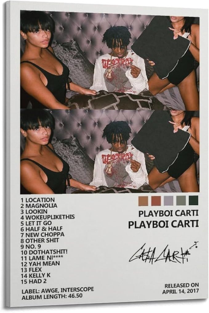 OrdaLi Playboi Carti Album Cover Poster - Bedroom Canvas Art Room Wall Decor Picture Painting 16x24inch(40x60cm) Frame-Style