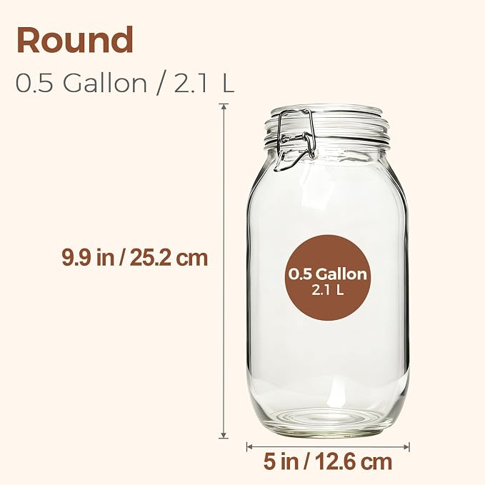 ComSaf Large Glass Jars with Airtight Lids 71 oz 3 Pack Pantry Organization | Flour sugar rice, Pickling jar, Fermenting Pantry Canisters, Sourdough starter, Large capacity, Dry goods, Sourdough pickling