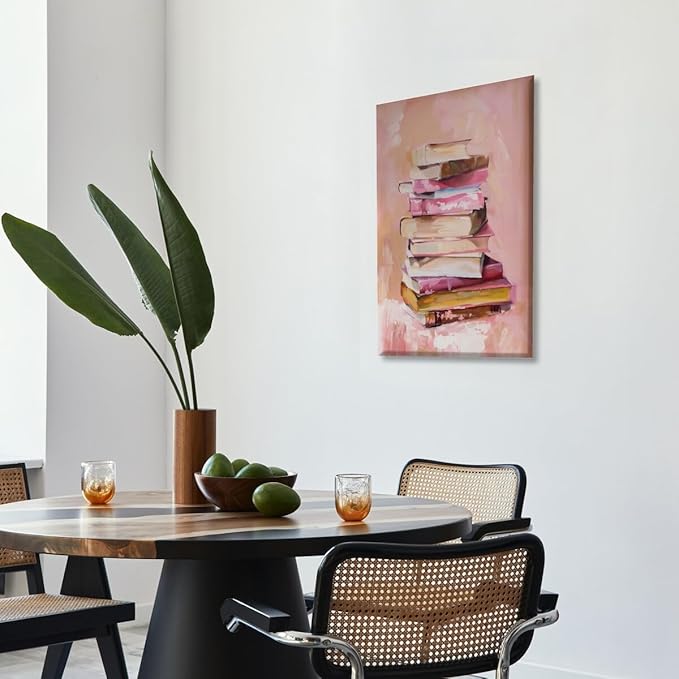 Pastel Book Stack Art Aesthetic Poster Canvas Wall Art Decoration Living Room Home Decor Bedroom Decoration Poster Unframed24x36inch