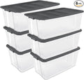 Sterilite 6-Pack Modular Stacker Box, Durable Clear Plastic Storage Bins with Latching Lids, 200 Quart - Stackable Organizing Container Boxes for Closet, Bathroom, and Office