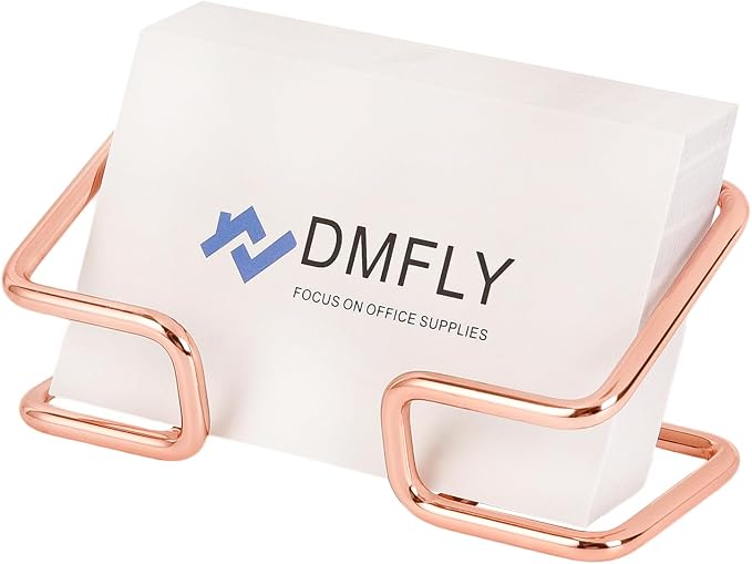 Metal Business Card Holder for Desk, Cute Card Display Stand, Compatible with Various Countertops, Rose Gold