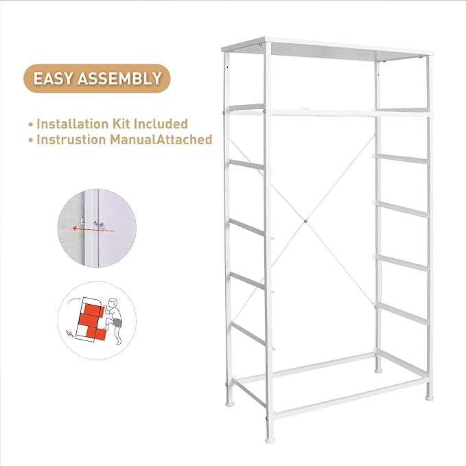 Mifuro Tall Dresser for Bedroom, Vertical Storage Organizer Tower with 7 Drawers, Chest of Drawers with Fabric Bins, Steel Frame, Wood Top for Bedroom, Closet, Entryway- Light Grey