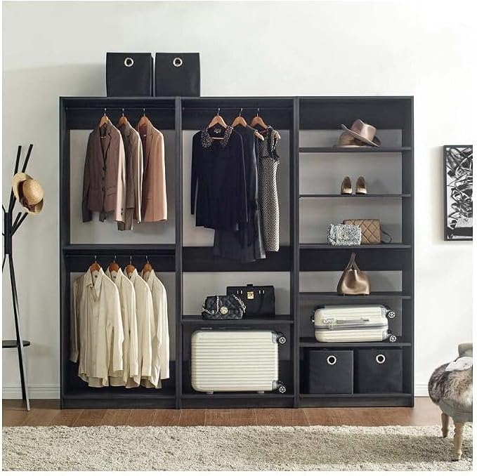 Maykoosh Closet System Organizer - Customizable Walk-in Wardrobe Storage Black/Model ABE 3 Closet