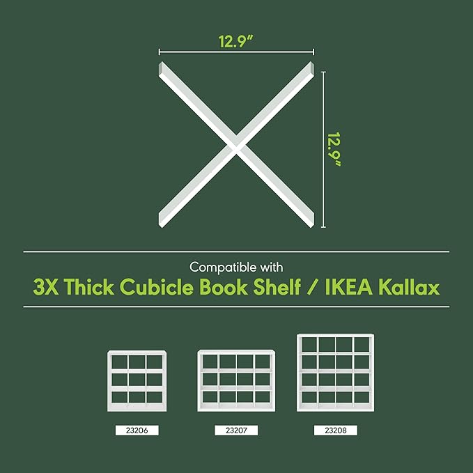Furinno Cubicle Cube Insert, X-Shelf Cube Organizer, 3-Shelf Accessory, Fits into Furinno Triple Thick Cubes, IKEA Kallax, for Organizers and Storage, Black Dark Oak