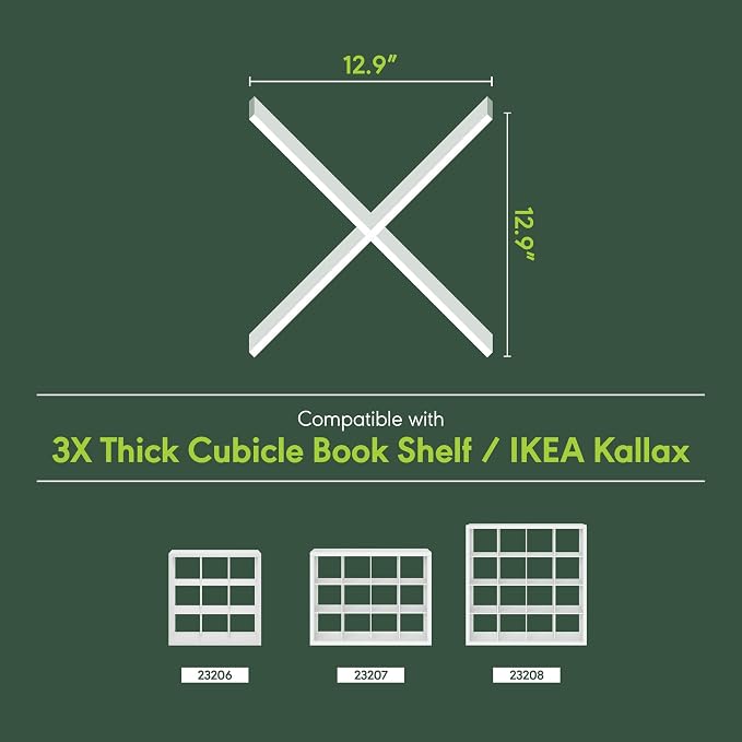 Furinno Cubicle Cube Insert, X-Shelf Cube Organizer, 3-Shelf Accessory, Fits into Furinno Triple Thick Cubes, IKEA Kallax, for Organizers and Storage, White