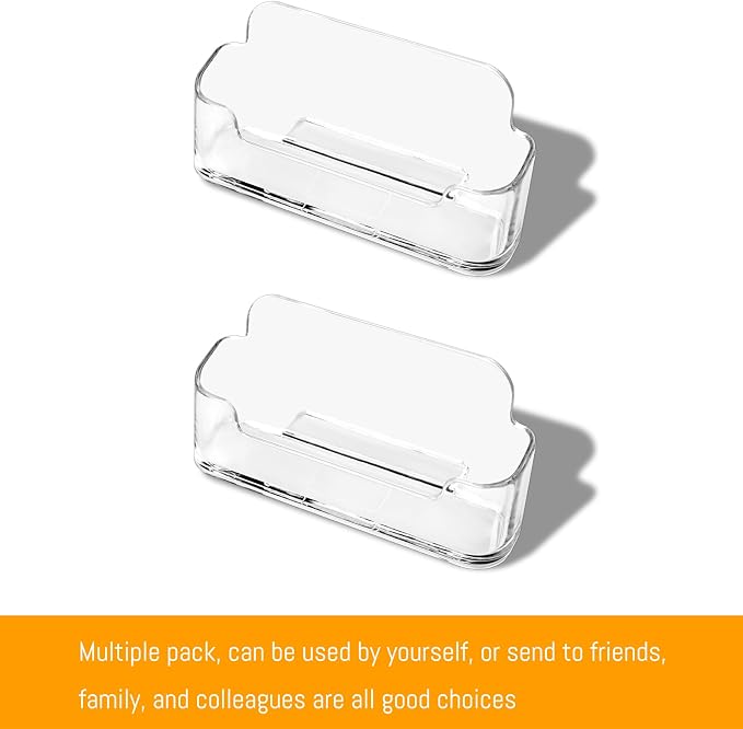 2 Pack Clear Business Card Holder for Desk, Plastic Business Card Display Desktop Acrylic Business Card Stand for Office, Exhibition Booth