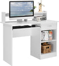 Karl home Computer Desk Study Writing Desk, PC Laptop Table Wooden Home Office Workstation with Drawer Shelf Keyboard Tray, White