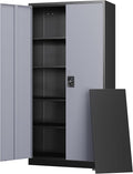 Letaya Metal Garage Storage Cabinets with Lock Door and Adjustable Shelves, Steel Tool Cabinets for Home,Office,Warehouse Organisieren (Black Grey, 72" H)