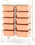 BECOMFORT 10-Drawer Rolling Cart with Drawers, Storage Cart on Wheels, Teacher Classroom Organizers with Metal Frame, Mobile Craft Cart, Trolley Utility Cart for School Office Play Room