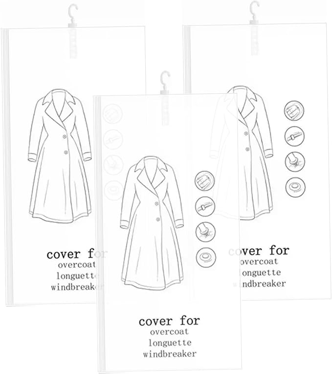 Clothing Vacuum Storage Bags, 3 Pack Hanging Vacuum Storage Bags for Coats Clear Space-Saving Closet organizers Compression Bulky Garments, 53x28 inch..