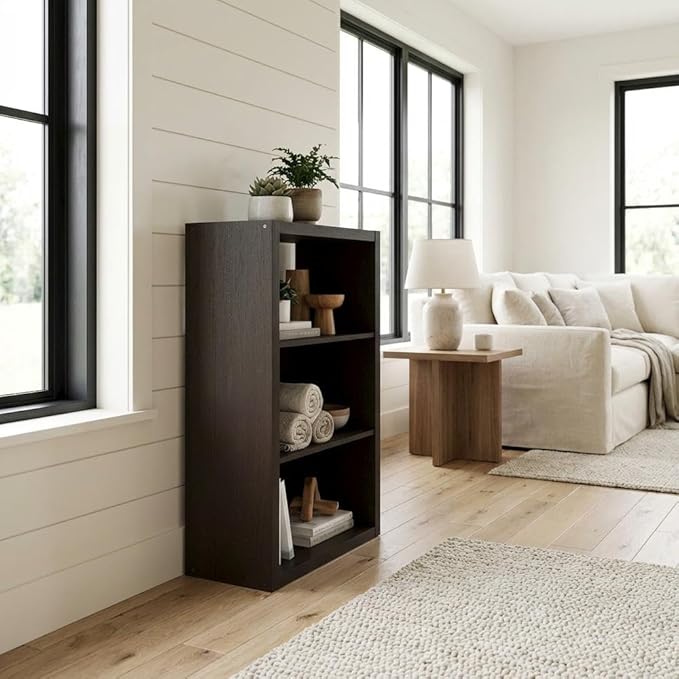 Furnifact Dark Oak Bookcase with Stylish Design, Durable Wooden Construction, Spacious Storage, Modern Home and Office Decor