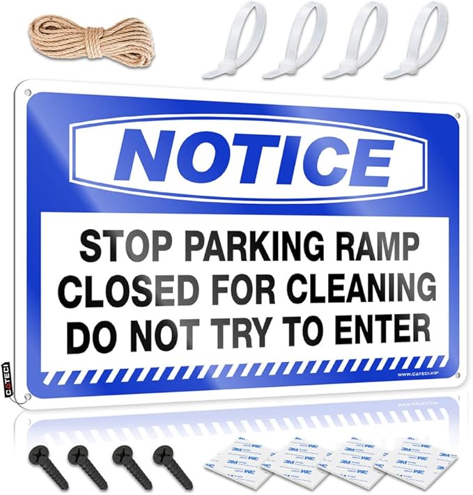 Tin Funny Vintage Sign Notice Stop Parking Ramp Closed for Cleaning Do Not Try to Enter Tin Sign Unique Home Decor Funny Kitchen Tin Signs (Size : 20X30CM)