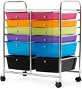 Moccha 12-Drawer Rolling Storage Cart - Under Desk Storage Drawers with wheels for Craft Art Supply Paper Salon, Scrapbook Paper Tools, Mobile Utility Cart for Classroom, Colorful