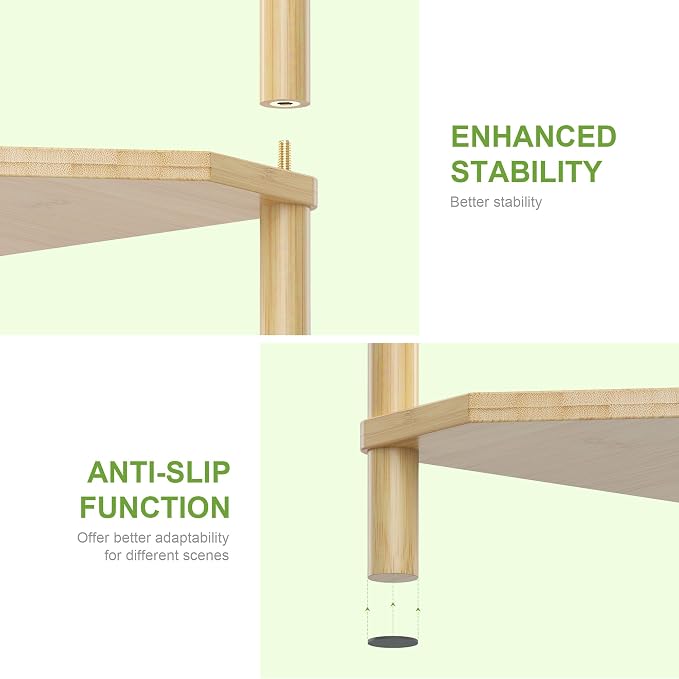 Wisuce Natural Small Corner Shelf Stand, 4-Tier Bamboo Corner Bookshelf | Space-Saving Narrow Corner Shelf | Bathroom Corner Shelf | Shelves for Bedroom, Living Room, Kitchen & Plant Display