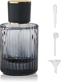 50ml/1.7 Oz Glass Spray Bottle Perfume Atomizer,Round Glass Perfume Travel Refillable Spray Bottle Empty with 3 Kinds of Dispenser (Black) | Round Glass Perfume Travel Spray Bottle Cologne Bottle with 3 Kinds of Dispenser