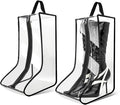 CiBiZi 2Pack Black Tall Boot Bags Organizer for Travel Waterproof Cowboy Boots Bags for Storage Portable Shoe Travel Bags for Women Men Hangable Ski Boot Bags Dust-free Shoe Bags(Clear Large)