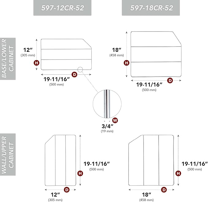 Rev-A-Shelf 18" Bakeware and Tray Divider for Wall/Base Cabinets, Baking & Cookie Sheet Organizer, Min Opening Width of 3", Chrome, 597-18CR-2-1