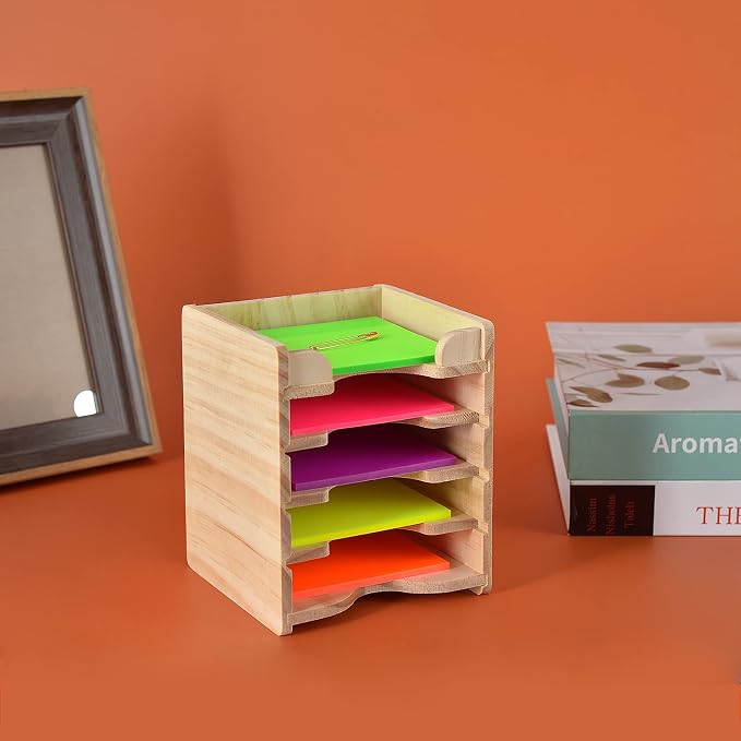Sticky Note Holder Sticky Note Organizer 3”x3” Wood Sticky Notes Holder Desktop Non Sticky Notes Sticky Notepad Organizer for Office Home School Desk Accessories Stationery Supplies Organizers