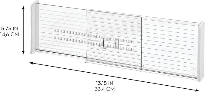 iDesign Plastic Adjustable Drawer Dividers, Clear, Set of 2 | Kitchen, Dresser, Desk Drawers