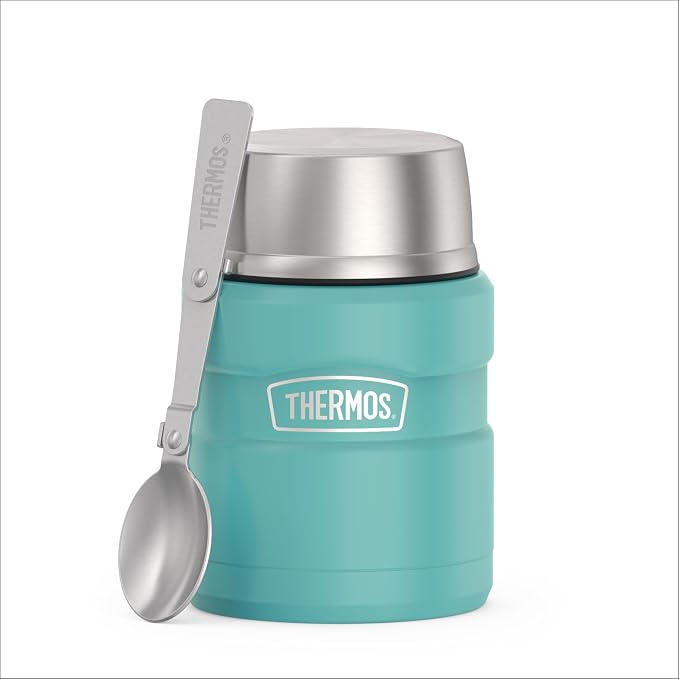 THERMOS Stainless King Vacuum-Insulated Food Jar with Spoon, 16 Ounce, Matte Teal