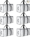 Moving Bags Heavy Duty Extra Large, Moving Boxes, Moving Supplies Essentials, Blue Storage Bins with Lids, Plastic Packing Totes, Storage Bags for Clothes with Handles & Zippers(White, 6 Pack)