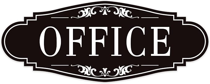 The Office Door Sign for Home and Business，Self-Adhesive Waterproof and Fade-Resistant Modern Office Sign Sticker for House，Business，Door, Window Black