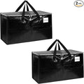 2-Pack Extra-Large Heavy-Duty Storage Totes with Reinforced Handles, Durable Zippers & Waterproof Material — Perfect for Space-Saving, Moving, Shipping and Travel (Black)