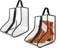 CiBiZi 2Pack Black Boot Bags Organizer for Travel Waterproof Cowboy Boots Bag Portable Shoe Travel Bag for Women Hangable Ski Boot Bag Dust-free Tall Boot Storage Bag (Clear)