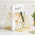 Sooyee 9 Slot Gold Magazine Holder, Desktop File Sorter Organizer Triangle Bookshelf Decor for Home Office, 10.2" L x 7" W x 6.9" H, Iron Wire