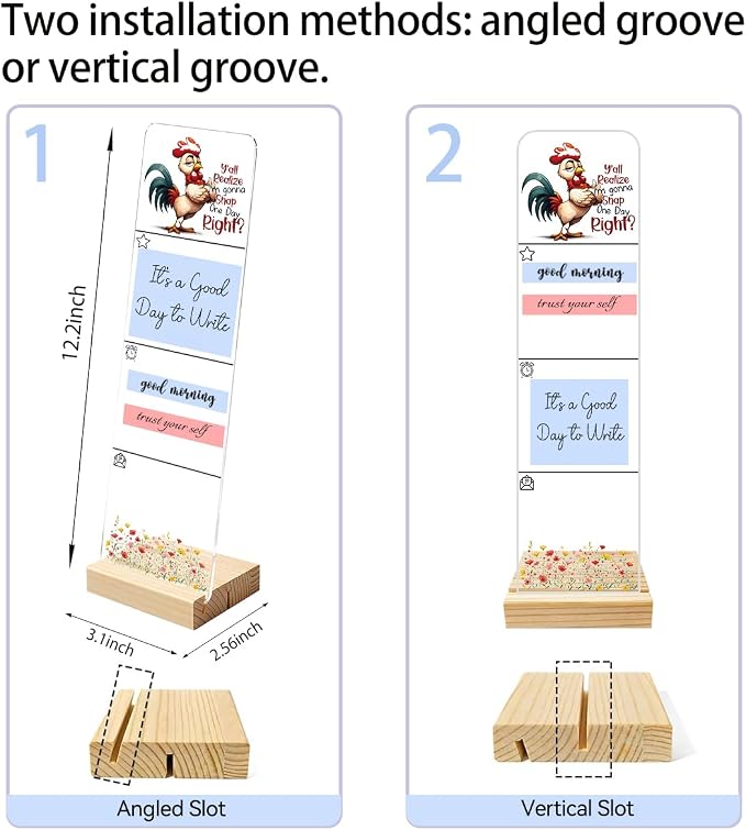 Sticky Note Holder, Monitor Memo Board, Acrylic Post It Note Holder with Wooden Base, Includes 200 Notes, Desk Organizer, Funny Rooster Quote “Y’All Realize I’m Gonna Snap”