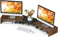 TAVR Dual Monitor Stand Riser, Wooden Computer Monitor Stand for 2 Monitors | Extra Long Multifunctional Desktop Organizer Riser for TV, PC Monitor, Laptop, Printer, Max 43.3" Length, Rustic Brown