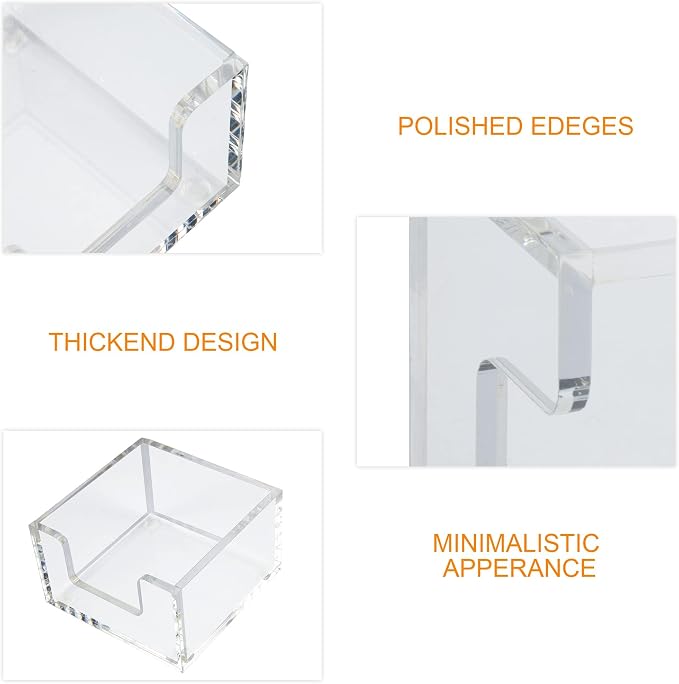 Acrylic 2in1 Sticky Note Holder Desk Organizer for 3"X3" Memo | Dual compartment layout, Compact space-saving design, Stable anti-slip base,Multi-scene daily storage