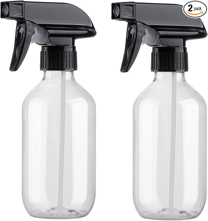 Spray Bottles 2 Pack 10oz Empty Squirt Bottle Plastic Refillable Containers | Fine Mist Water Spray Bottle with Adjustable Nozzle BPA Free Small Spray Bottle for Cleaning, Plants, Pet Training, Hair
