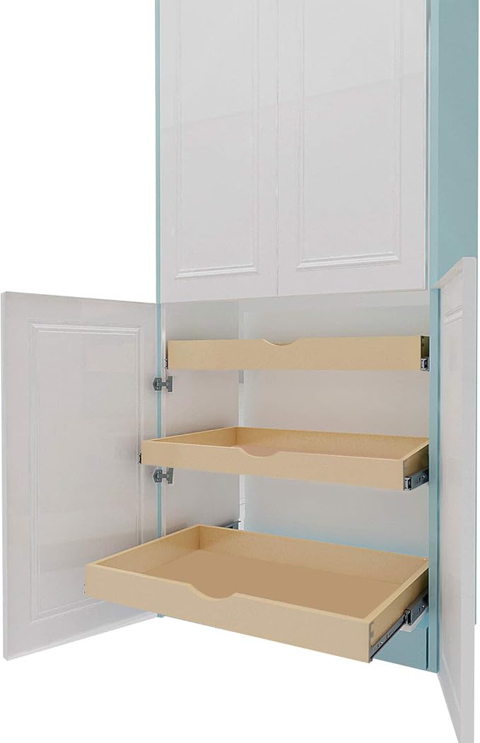 Couver Pull Out Drawers For Cabinets, 21"W x 21"D x 3"H Soft Close Slide Out Wood Shelves Storage Organizer for Kitchen, Finished, Heavy-Duty, Non-Assemble