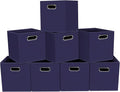 Fabric storage bins Cubes, Fabric Cube Organizer with Handle, Foldable Cube Bins for Cloth or Accessary Storage, 11x11x11, Set of 8, (Navy Blue)