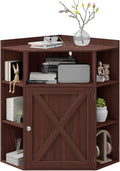 Halitaa Corner Storage Cabinet, Farmhouse Corner Bookshelf with Storage 6-Cubby Wooden Cabinet with USB Ports and Outlets Industrial Organizer for Small Space, Study, Playroom, Living Room