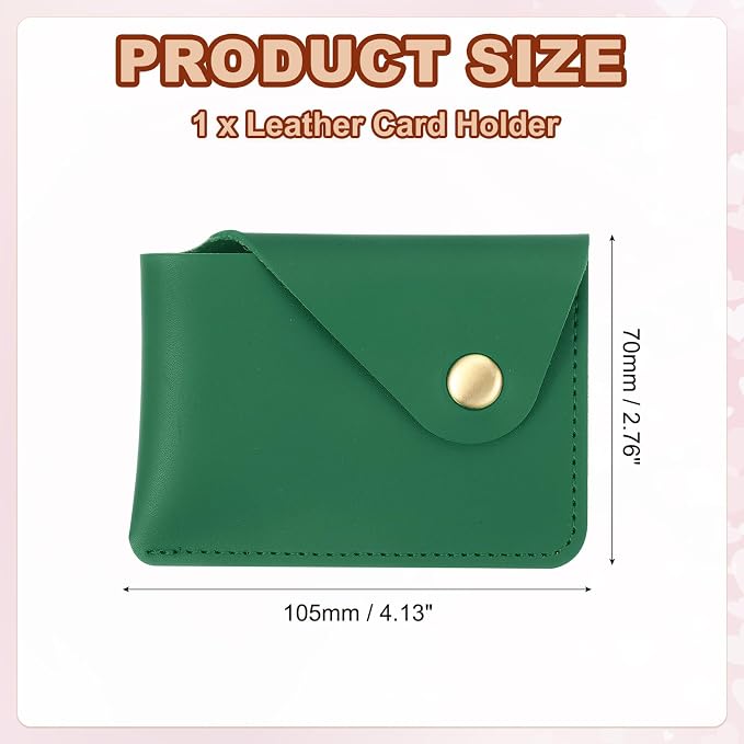 PATIKIL Slim Leather Card Holder with Snap Closure, Leather Front Pocket Wallet Card Case Holder for Cash Coin Men and Women Business Office, Green