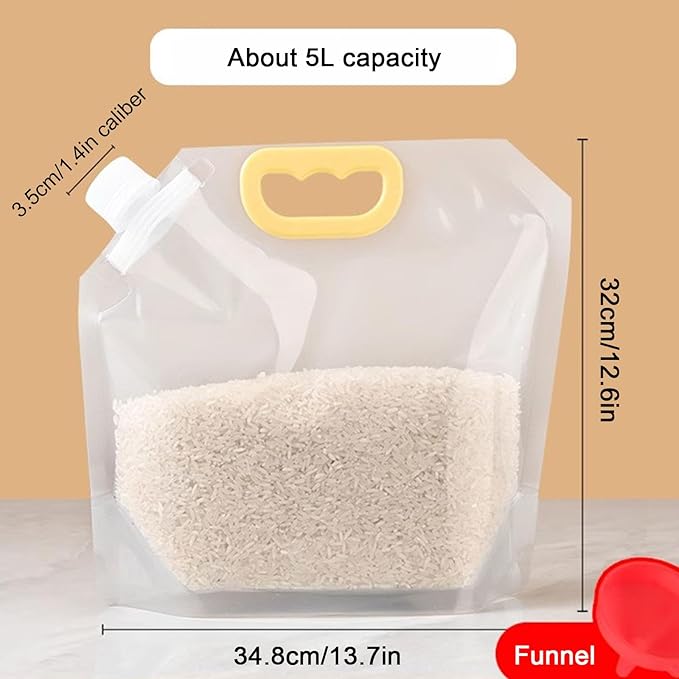 【15 Pack】Food Storage Bags Grain Moisture-proof Sealed Bags Stand Up Packaging Pouches Large Reusable Sealed Bag with Handle and Cap BPA Free,13.7"x12.6"