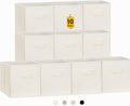 Criusia Storage Cubes, 11 Inch Clothes Storage Bins with Dual Handles (10 Pack), Fabric Collapsible Storage Bins for Shelves Closet, Cubby Organizer Bins for Clothing Toys Blanket Magazines (Beige)
