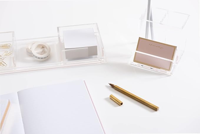 RUSSELL+HAZEL Acrylic Sticky Notes Bloc Tray, Home and Work Office Organization, 4” W x 4” L x 1.5” H, 1 Count