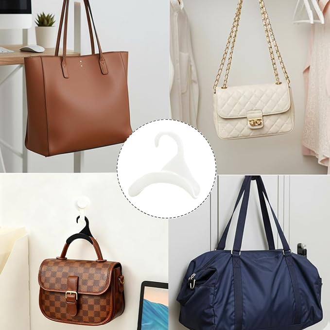 16 Pcs Purse Hanger Hook Acrylic White Bag Organizer Tote Hanger Closet Organizer Storage for Storing Tie Handbags Belt Tote Bag Satchels(White)