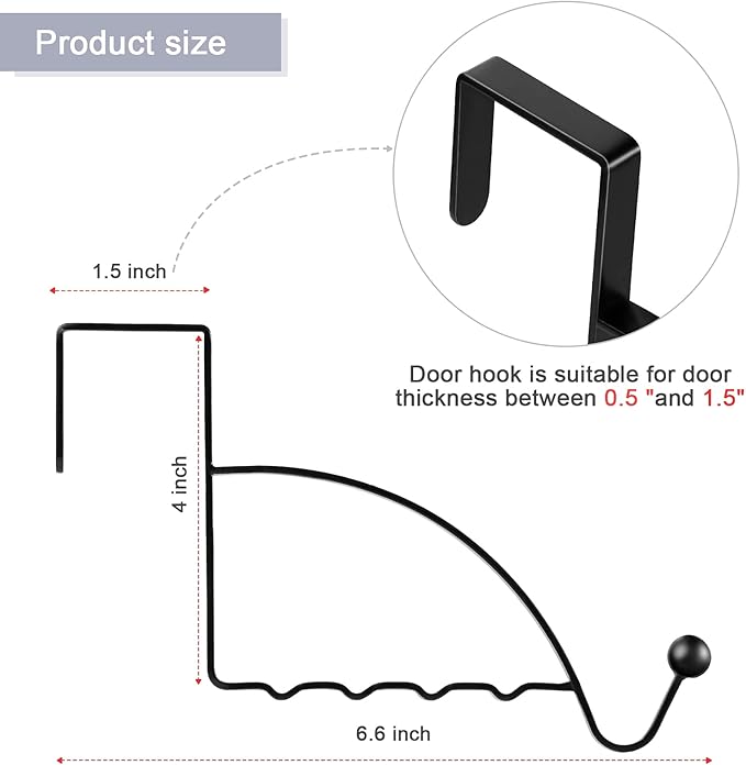 Hotop 2 Pcs Over The Door Hooks Over Door Hanger Sturdy Valet Hooks Mounted Hanging Storage Organizer Rack for Clothes Coats Towels Hats Scarves Purses(Black)