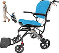 Wheelchairs for Adults,Transport Wheelchair Lightweight Foldable with Removable Cushion,Transport Chair,Ergonomic Travel Wheelchair with Telescopic Handle,Gifts for Grandpa,Blue
