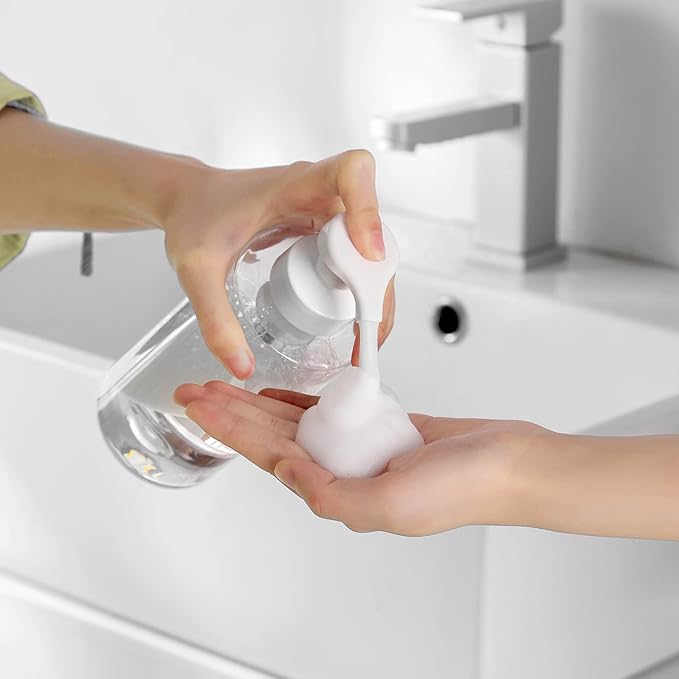 UUJOLY Foaming Soap Dispenser, 17 OZ Refillable Plastic Soap Pump Bottle for Liquid Soap, Shampoo, Body Wash, 2 Pcs, Clear | Pump Bottle for Liquid Soap, Shampoo & Body Wash – PETG Material, Reusable, Refillable, Bathroom & Kitchen Ready