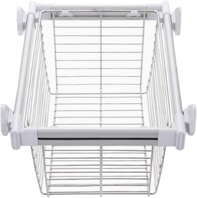 Closet Pull-Out Basket,Stackable Storage Bins,Stainless Steel Stackable Shelf Baskets Organizer,Adjusted Width for Bedroom Office Bathroom(22.44-24.4in)